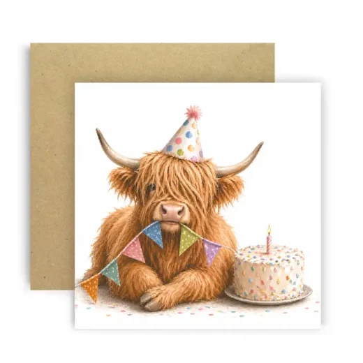 Funny Scottish Highland Cow Birthday Card