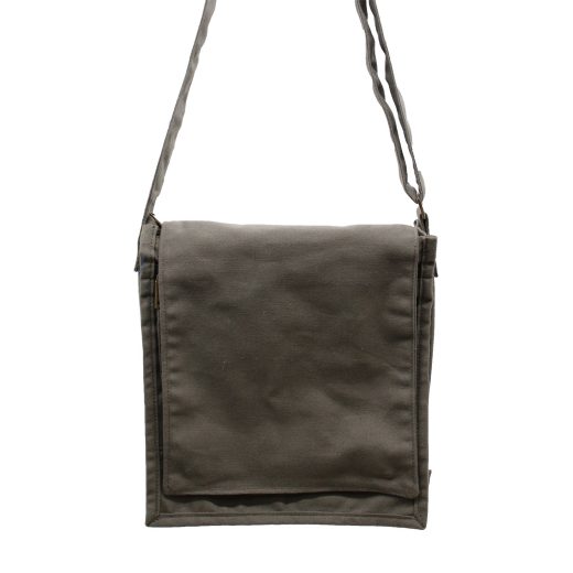 Graphite Cotton Canvas Messenger Bag by Ancient Wisdom