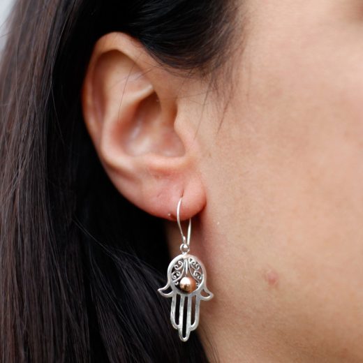 Hamsa silver & gold earring u2013 Ancient Wisdom Hamsa Silver & Gold Earring by Ancient Wisdom