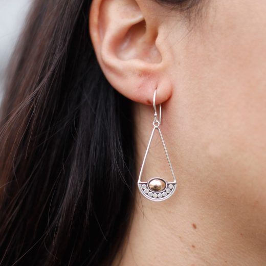 Luna balance silver & gold earring u2013 Ancient Wisdom Luna Balance Silver & Gold Earring by Ancient Wisdom