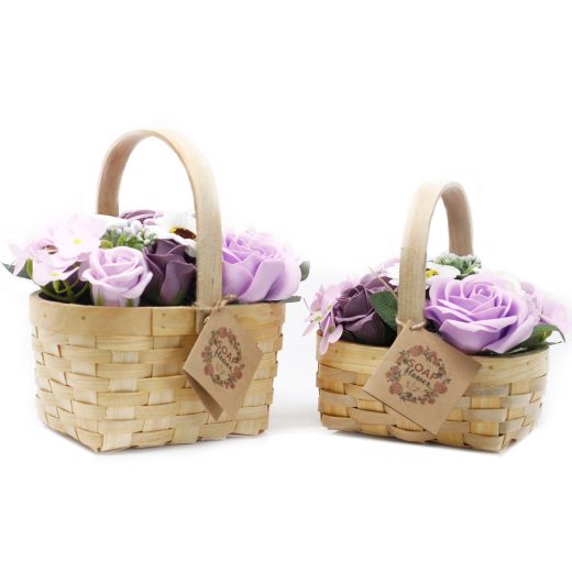 Medium pink bouquet in wicker basket u2013 Ancient Wisdom Medium Pink Bouquet in Wicker Basket by Ancient Wisdom