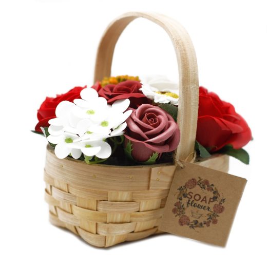 Medium red bouquet in wicker basket u2013 Ancient Wisdom Medium Red Bouquet in Wicker Basket by Ancient Wisdom
