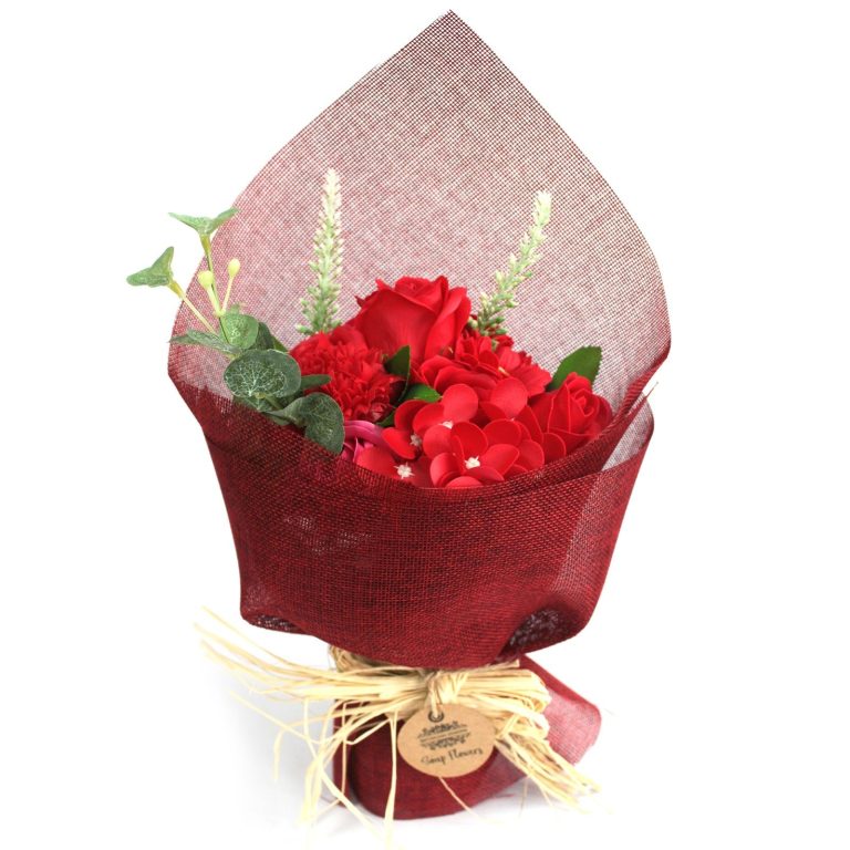 Soap Flower Gifts Near Hay-on-wye – Red Standing Soap Flower Bouquet at Wye Knot