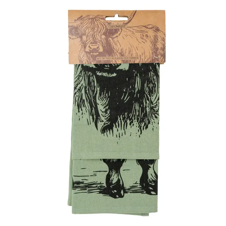 Set of 2 Tea Towels Highland Cow 6pk u2013 Candlelight Home Set of 2 Tea Towels Highland Cow 6pk by Candlelight Home