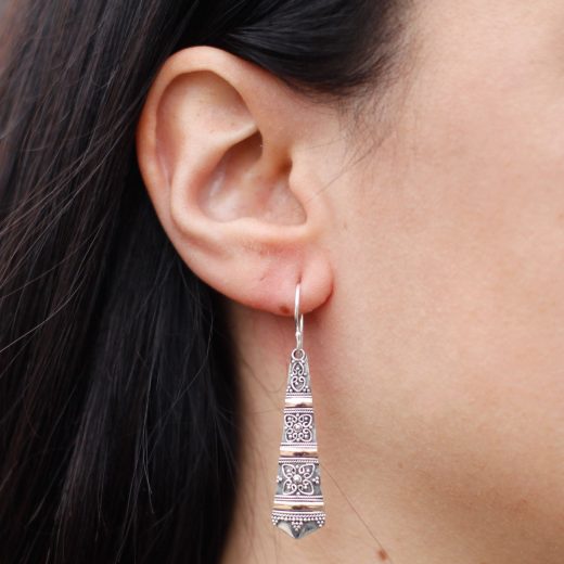 Tribal drops silver & gold earring u2013 Ancient Wisdom Tribal Drops Silver & Gold Earring by Ancient Wisdom