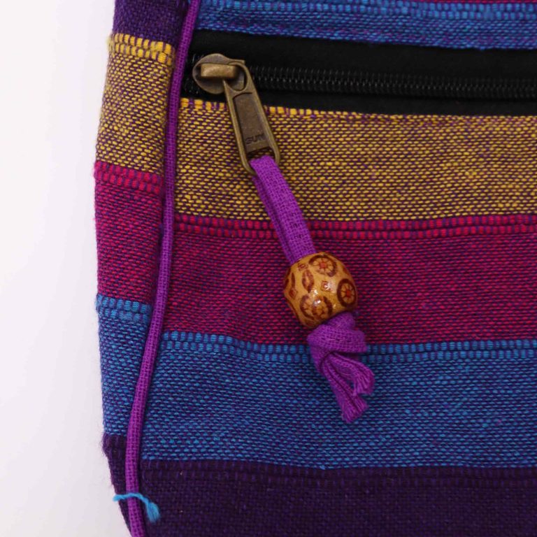 Wild flowers nepal sling bag with adjustable strap by Ancient Wisdom – detail view